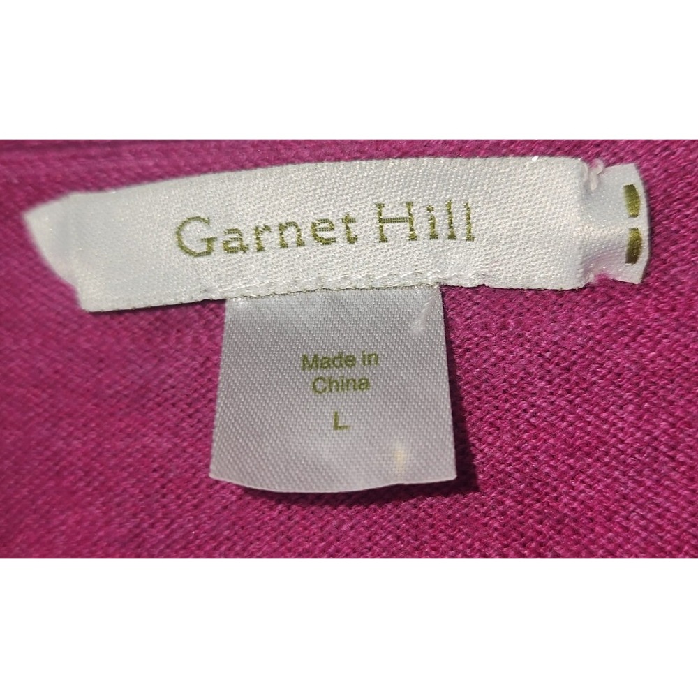Garnet Hill Ruffle Open Front Cardigan Sweater‎ Pockets Raspberry Pink L - Picture 3 of 6